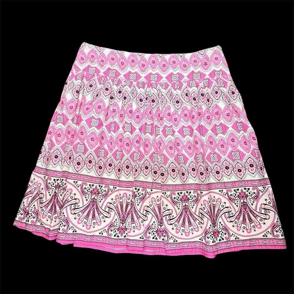 Fashion Bug Sz 16 Skirt Women's 100% Cotton Beach Summer Pink Floral Lined EUC